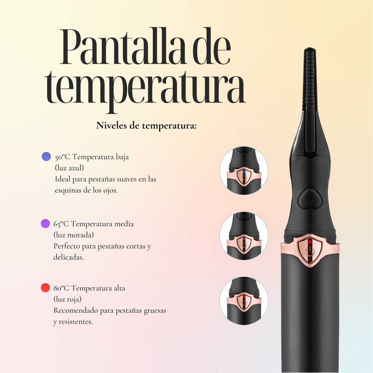 Rizador de Pestañas con Pinza Caliente USB
